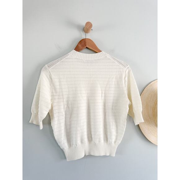 Madewell | NWT | Textural-Stitch Cotton Sweater in Lighthouse | Sz XS - Picture 8 of 8